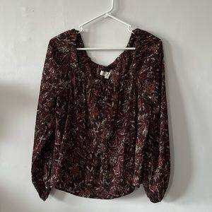 Like brand new Loft Maroon Paisley Top